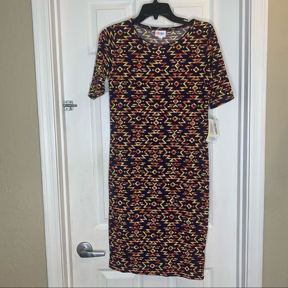 LuLaRoe Women Dress, NEW Julia Stretch Fitted Knee Length Aztec Print, Size S - Picture 1 of 9